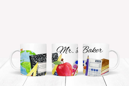 Personalised Mug And Coaster Gift Set Customise Teacher Name Keepsake Gift