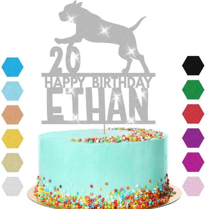 Dog Cake Topper Personalised Pup Puppy Doggy Birthday Decoration Any Name Age