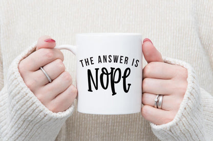The Answer Is Nope Mug & Coaster Set Funny Coworker Office Birthday Coffee Gift