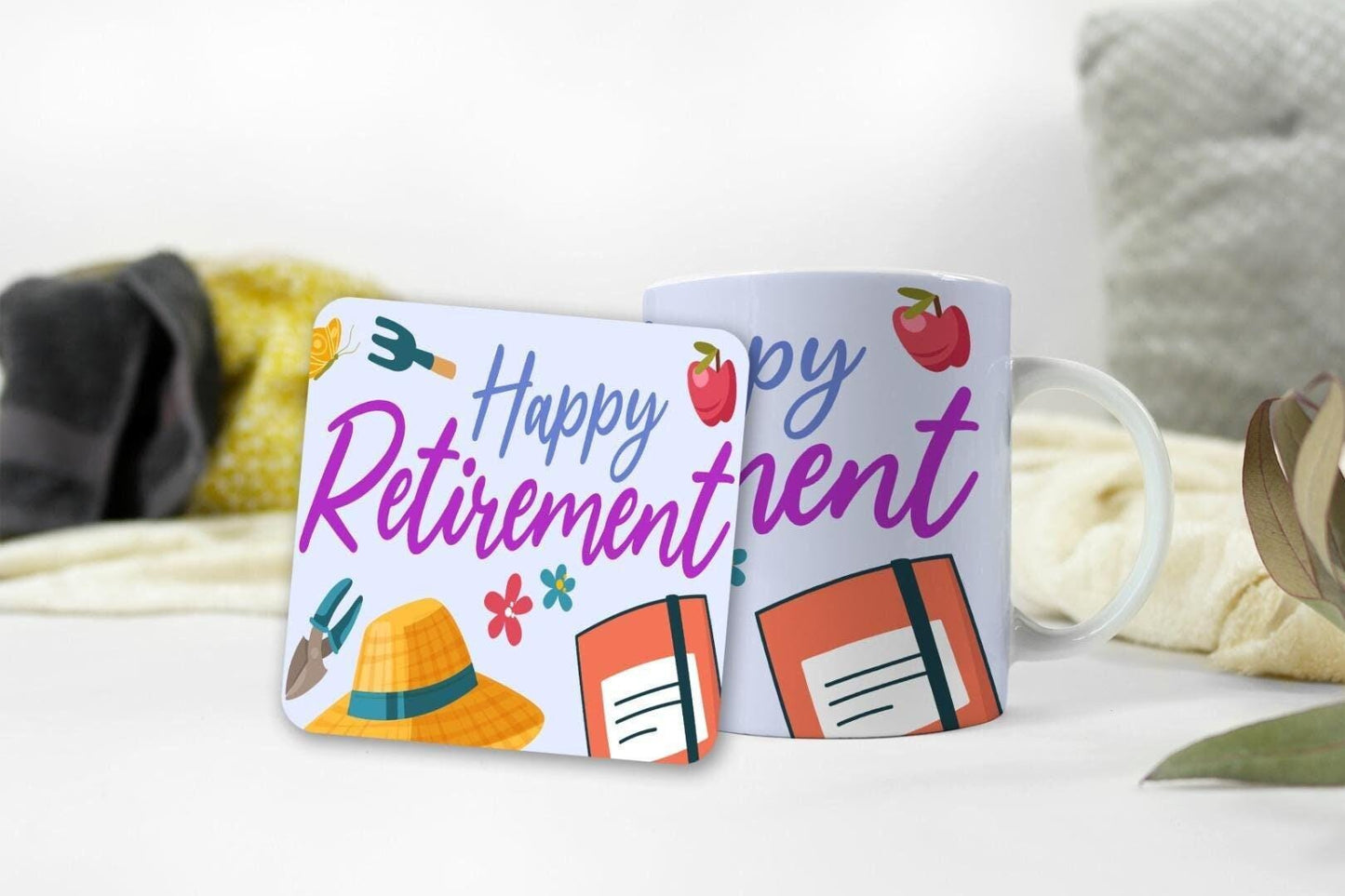 Happy Retirement Mug & Coaster Gift Set Colleague Leaving Work Retiring Gift
