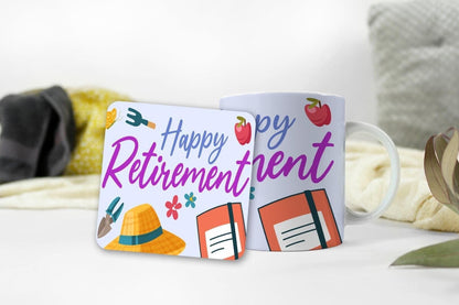 Happy Retirement Mug & Coaster Gift Set Colleague Leaving Work Retiring Gift