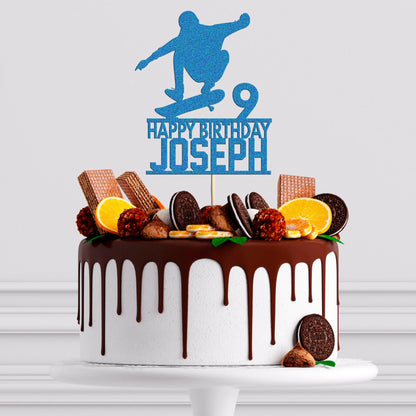 Skateboard Cake Topper Custom Skater Birthday Cake Decoration Any Name Age