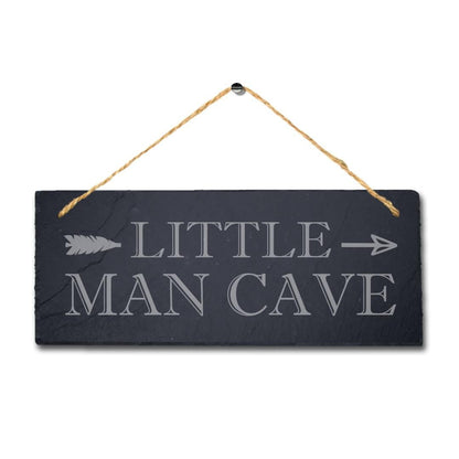 Little Man Cave Right Arrow Direction Laser Engraved Hanging Slate Bar Plaque Sign