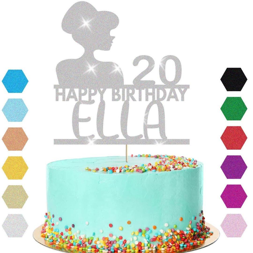 Glamorous Girls Cake Topper Personalised Birthday Decoration Any Name & Age