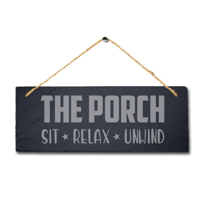 Porch Hanging Slate Sign Laser Engraved Plaque Sit Relax Unwind Home Garden Gift