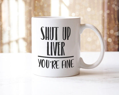 Funny 'Shut Up Liver' Novelty Coffee Mug & Coaster Set