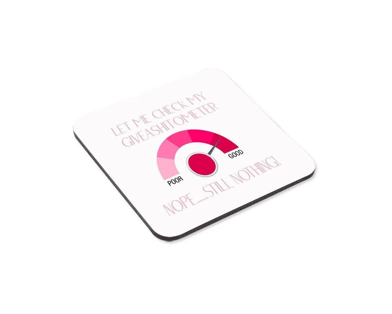 Funny Giveashitometer Mug & Coaster Set - Novelty Office Gift