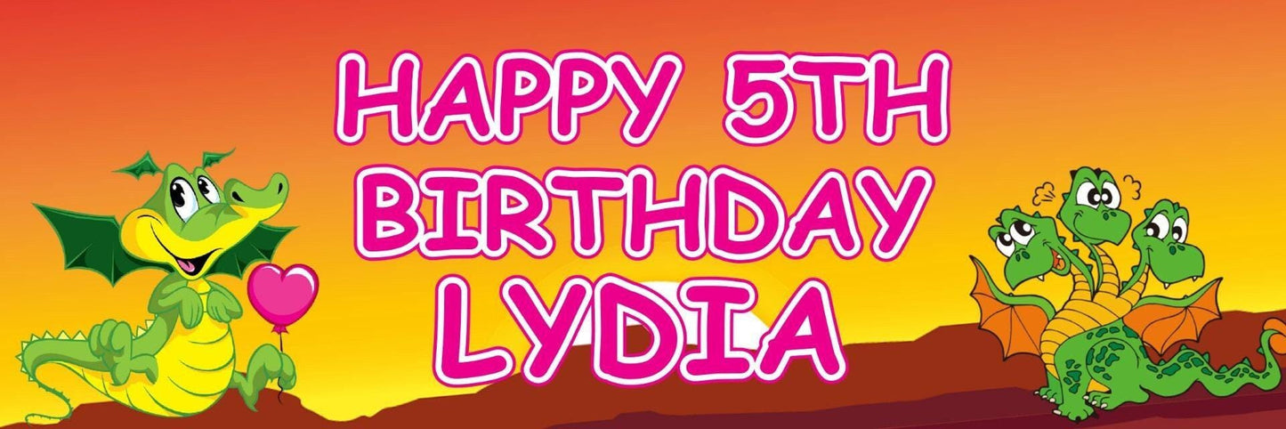 2 Personalised Dragon Birthday Party Celebration Banners Decoration Posters