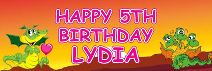 2 Personalised Dragon Birthday Party Celebration Banners Decoration Posters