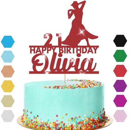 Dress Dancing Cake Topper Personalised Girls Birthday Decoration Any Name & Age