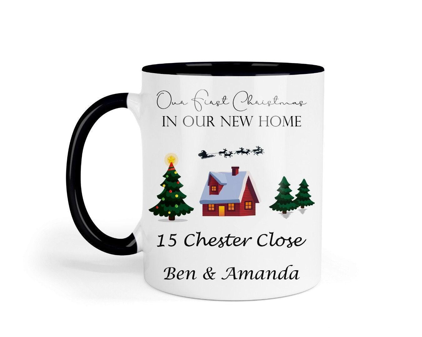 Personalised First Christmas New Home Mug & Coaster Set Couple Gift For Christmas