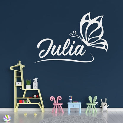 Personalised Butterfly Name Wall Decal - Girls Nursery Vinyl Sticker