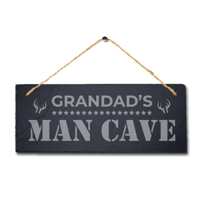 Grandads Man Cave Laser Engraved Hanging Slate Grandpa Shed Club Plaque Sign