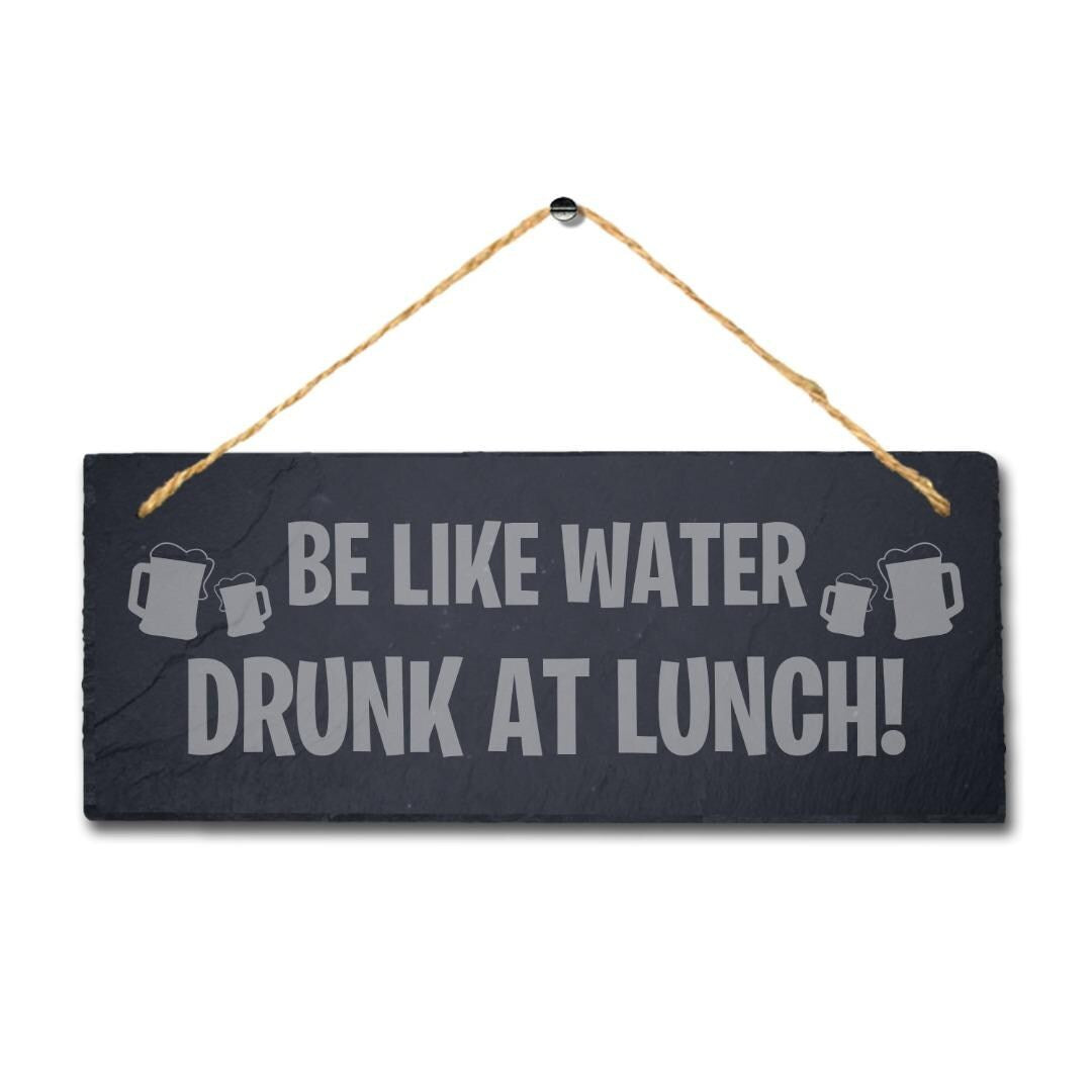 Drunk At Lunch Laser Engraved Hanging Slate Bar Pub Club Funny Gift Plaque Sign