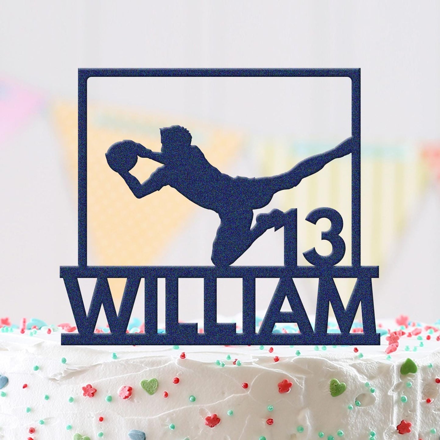 Personalised Football Birthday Cake Topper Soccer Footballer Acrylic Decoration