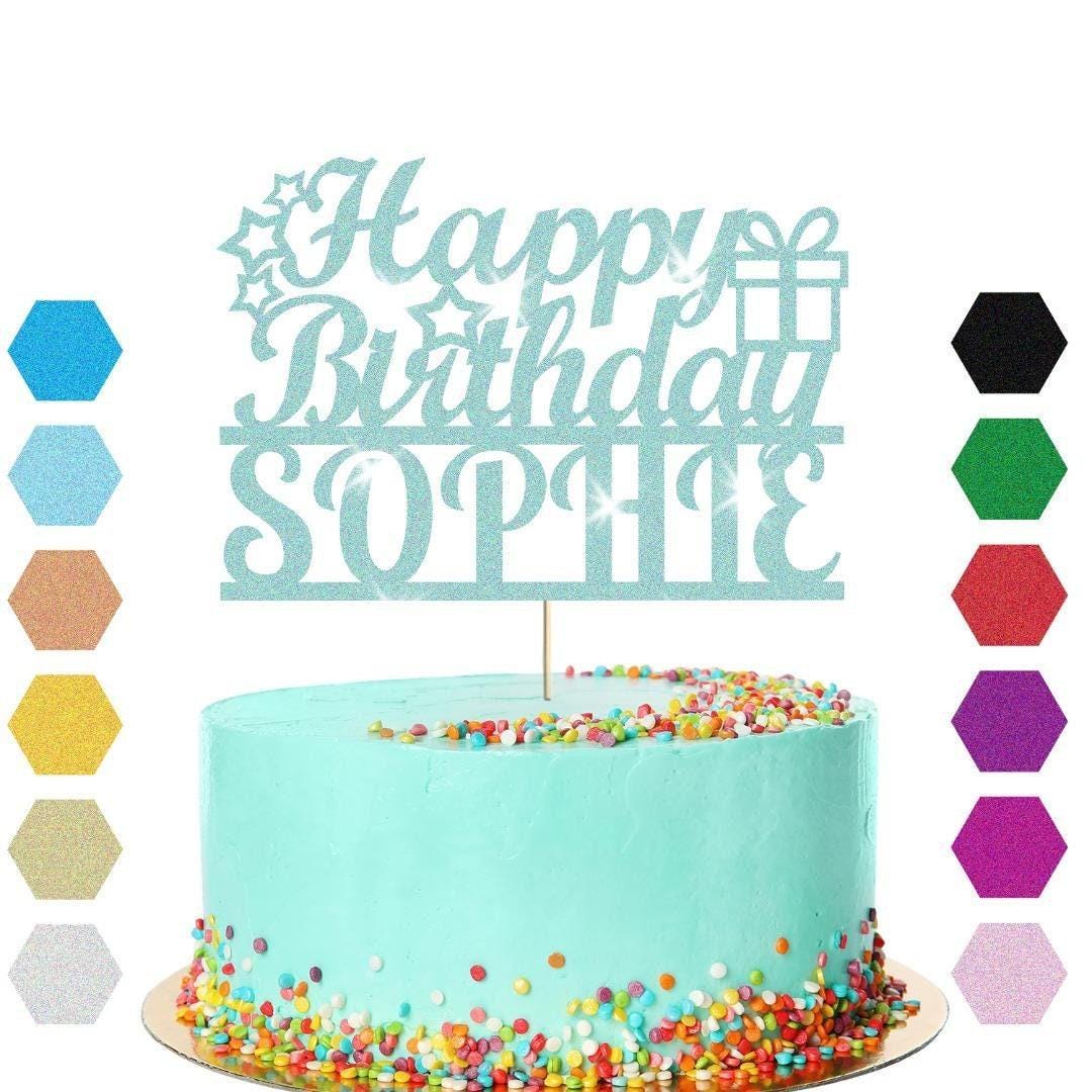 Personalised Glitter Happy Birthday Cake Topper Custom Party Decoration Any Name