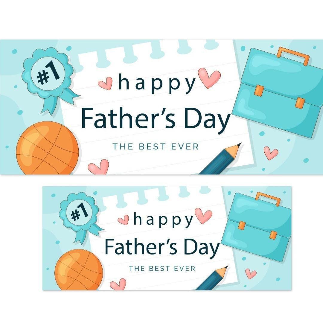 2x Best Dad Ever Banner - Happy Fathers Day Party Decor - Poster for Celebrating Dad Party