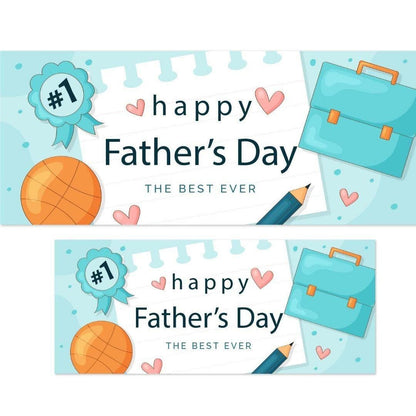 2x Best Dad Ever Banner - Happy Fathers Day Party Decor - Poster for Celebrating Dad Party