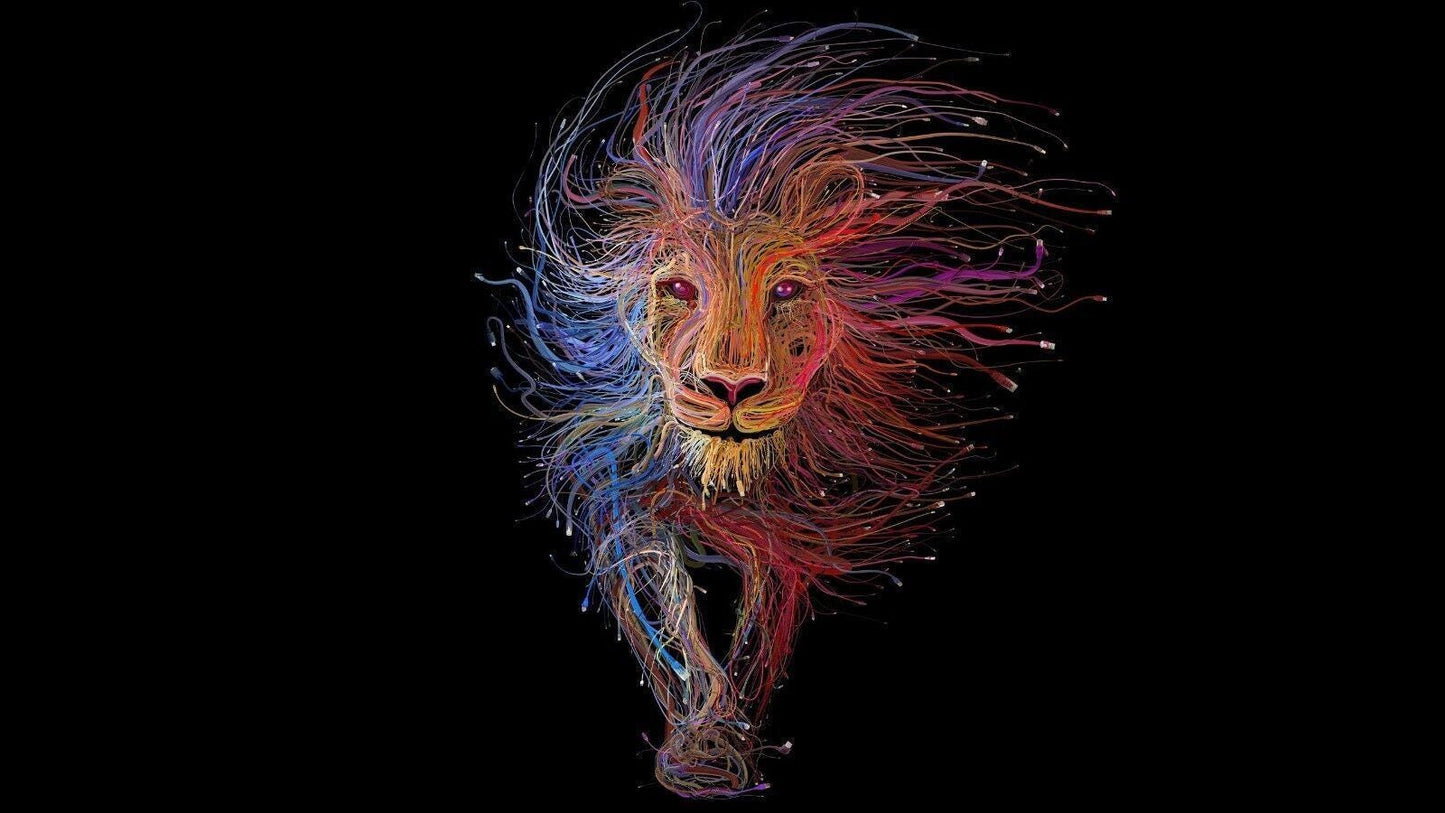 Lion Abstract Trippy Art Giant Print Poster - A5 A4 A3 A2 A1 A0 Sizes