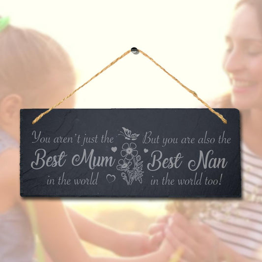The Best Mum Hanging Slate Engraved Plaque Mummy Mothers Day Gift Home Art Sign