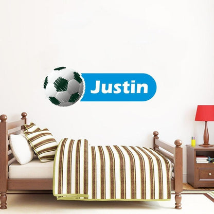 Personalised Football Wall Sticker Name Vinyl Decal Boys Kids Nursery Bedroom