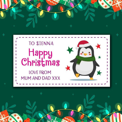 Personalised Christmas Stickers Kids Custom Xmas Gift Present Labels Penguin