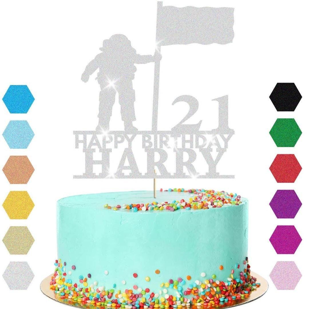 Astronaut Moon Cake Topper Personalised Boys Birthday Decoration Any Name & Age