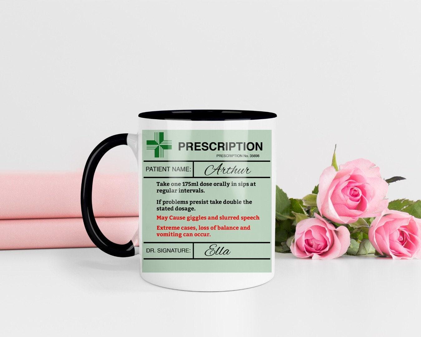 Funny Personalised Doctor Prescription Coffee Mug Coaster Set Dr Nurse Hospital Gift