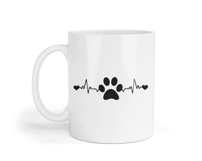Paw Heartbeat - Funny Ceramic Novelty Mug & Coaster Coffee Tea Cup Dog Pet Lovers Gift