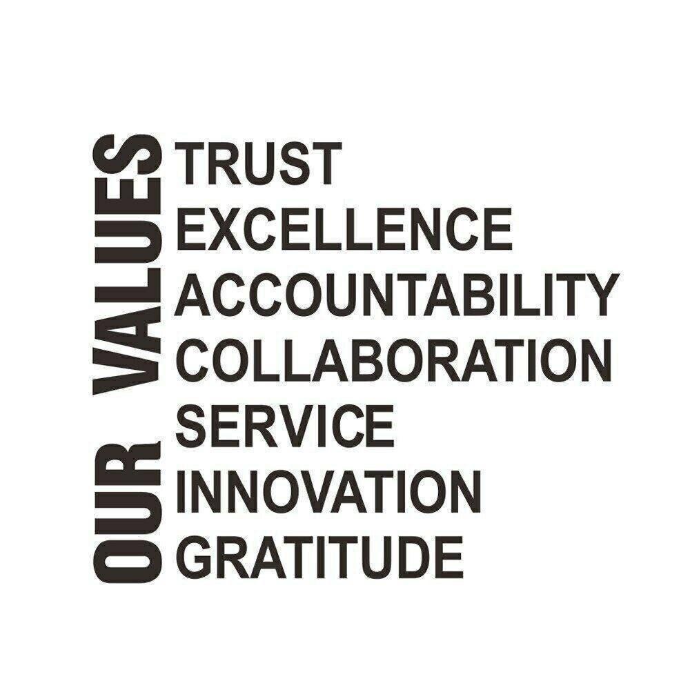 Our Values Large Wall Art Sticker Inspirational Quote Vinyl Decal Office School