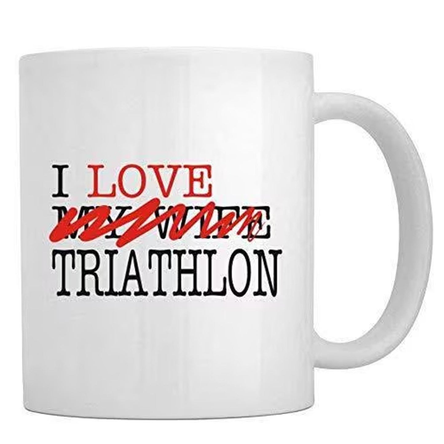 I Love X Triathlon Mug: Funny Novelty Gift for Triathletes