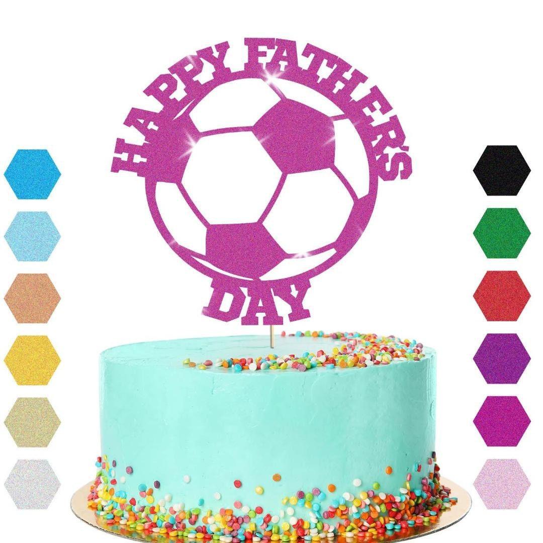 Happy Fathers Day Football Cake Topper Dad Daddy Party Glitter Cake Decoration