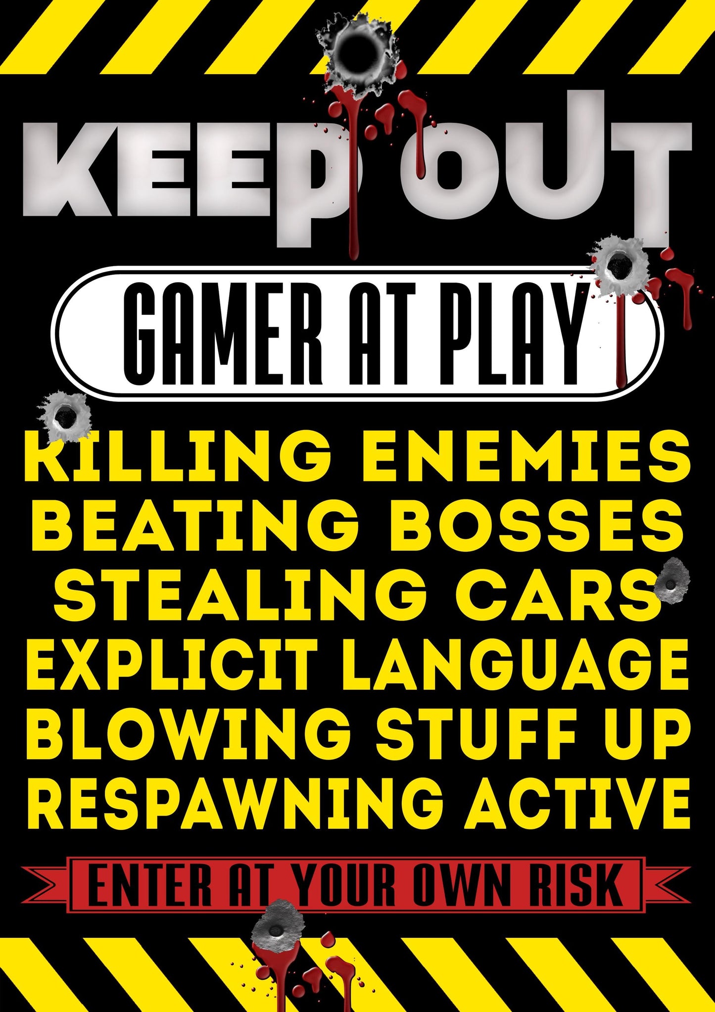 Keep Out Gamer At Play Funny Thoughts Quotes Poster Print Wall Art