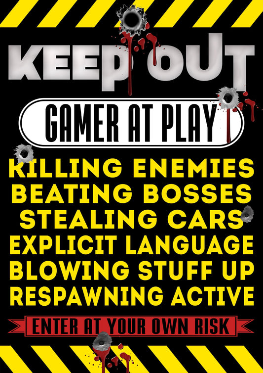 Keep Out Gamer At Play Funny Thoughts Quotes Poster Print Wall Art
