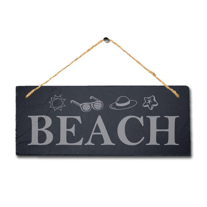 Beach Fun Laser Engraved Hanging Slate Ocean Beach Sea Decor Plaque Sign
