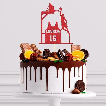 Personalised Basketball Player Cake Topper Any Name & Age Birthday Decoration