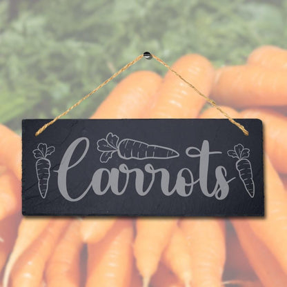 Carrots Engraved Hanging Slate Sign Vegetable Patch Garden Allotment Plaque