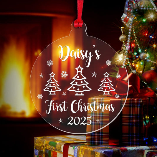 Personalised Babys First Christmas Bauble Xmas Tree Decoration Keepsake Gift