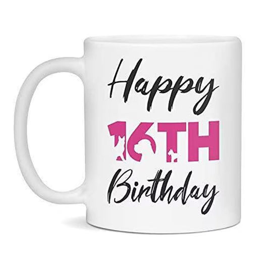 Happy 16th Birthday Mug - Elegant Gift for Girls & Daughters