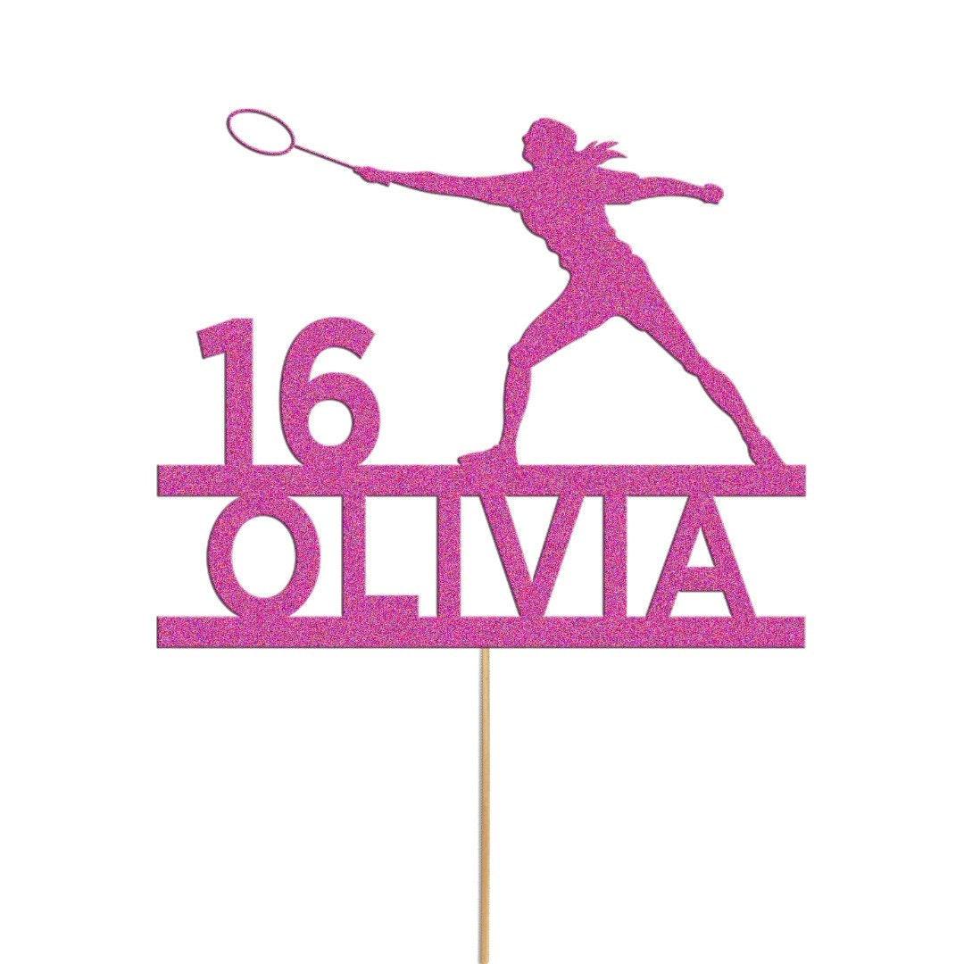 Personalised Glitter Tennis Cake Topper: Any Name & Age