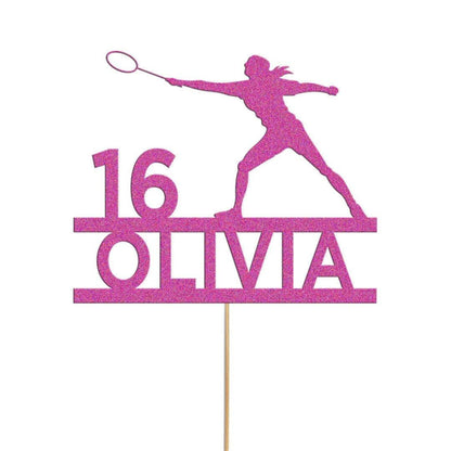 Personalised Glitter Tennis Cake Topper: Any Name & Age