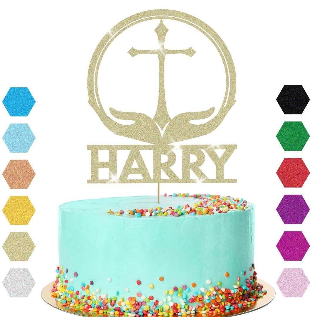 Personalised Cross Confirmation Cake Topper Congratulation Birthday Cake Any Name