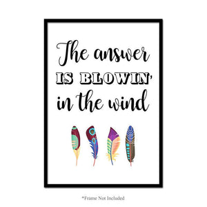 The Answer Is Blowing Wall Art Poster Inspirational Funny Quote Print Room Decor