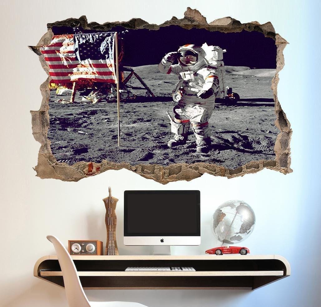 Moon Landing 3D Window Wall Sticker: Space Adventure Decor