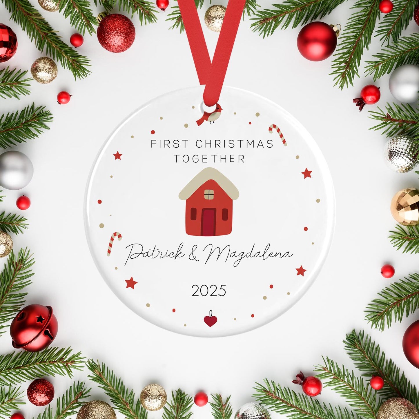 Custom Couples First Christmas Together Ceramic Bauble Hanging Ornament 1st Christmas Personalised Gift Wedding Present
