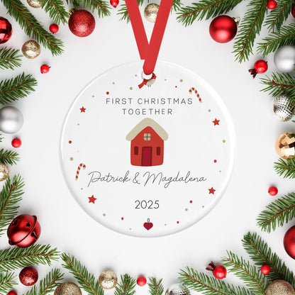 Custom Couples First Christmas Together Ceramic Bauble Hanging Ornament 1st Christmas Personalised Gift Wedding Present