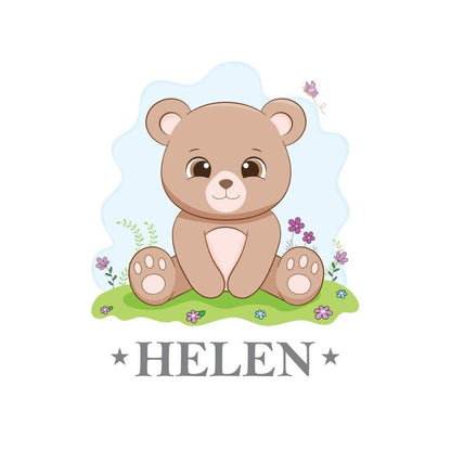 Personalised Bear Wall Sticker Name Vinyl Decal Boys Girls Kids Nursery Bedroom