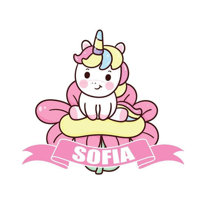 Personalised Flower Unicorn Wall Sticker Name Vinyl Decal Girls Kids Nursery Bedroom