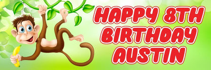2 Personalised Little Monkey Birthday Party Celebration Banner Decoration Poster