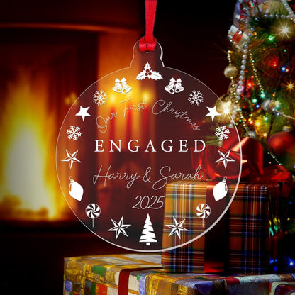 Personalised Couple Christmas Bauble Engagement Marriage Gift First Christmasgiftdecortree